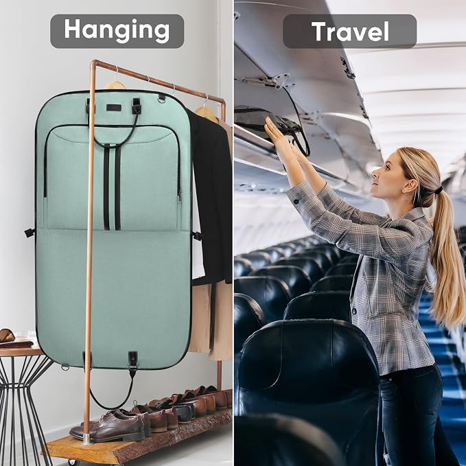 BALEINE Travel Garment Bag, Travel Suit Bag for Men, 42'' Waterproof Carry on Garment Bag for Hanging Clothes, Garment Duffel Bag for Travel Business (Mint Green) - Image 6