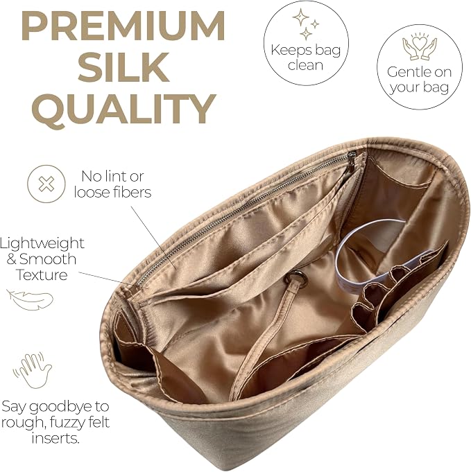 Luxe Silk Purse Organizer compatible with LV Neverfull PM/MM/GM Bag Insert - Perfect Fit, Full Height Coverage, No Bulky, 17+ Pockets, Premium Quality (Peacock, for NVERFULL BB) - Image 6