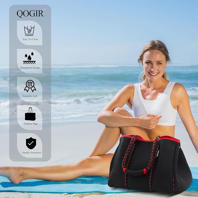 QOGiR Neoprene Multipurpose Beach Bag Tote with Inner Zipper Pocket … … … … - Image 2