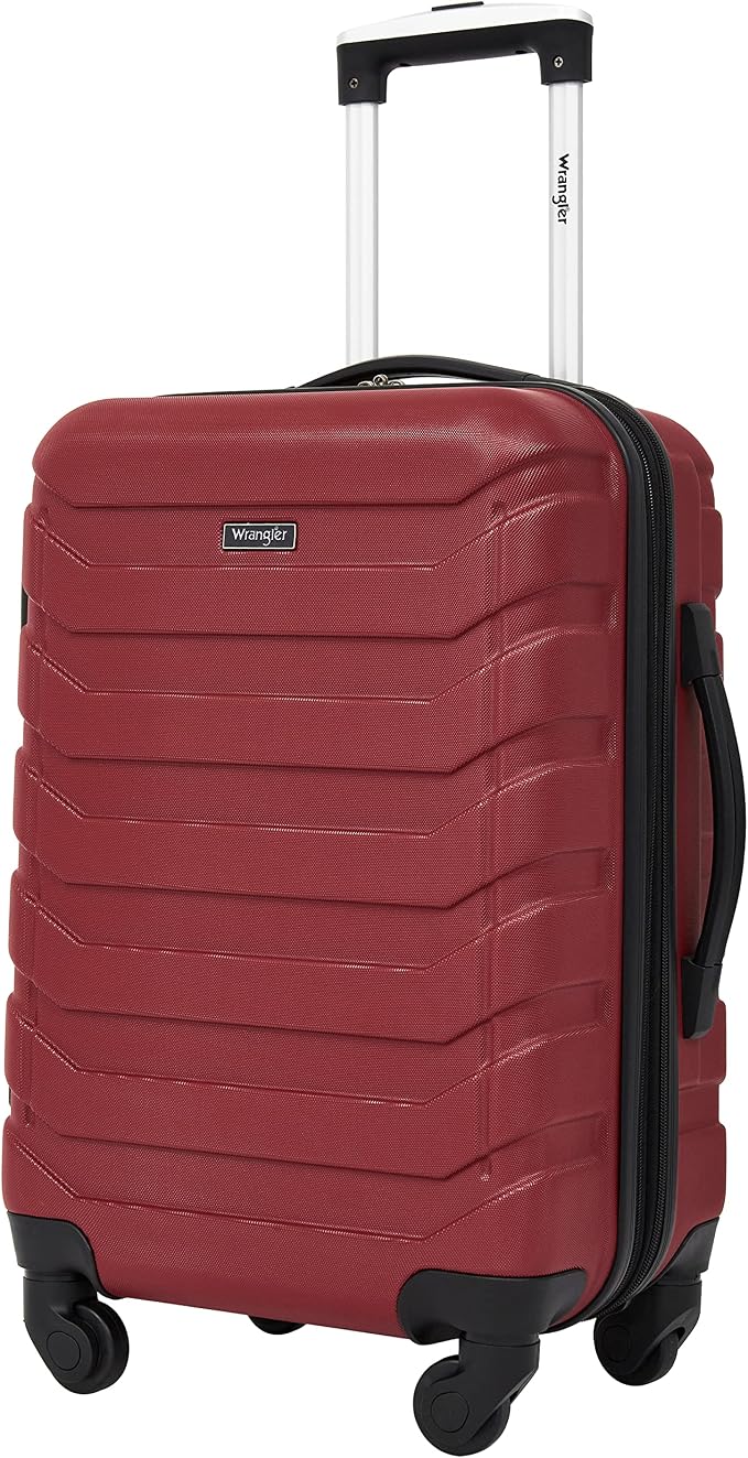 Wrangler 4 Piece Miami Luggage and Packing Cubes Set, Red - Image 9