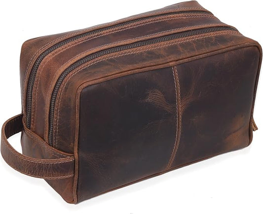 VC VINTAGE COUTURE Leather Toiletry Bag for Men Extra Large Leather Men's Toiletry Bag for Traveling Real Leather Dopp Kit for Men Leather Shaving Bag for Travel by VCVINTAGECOUTURE