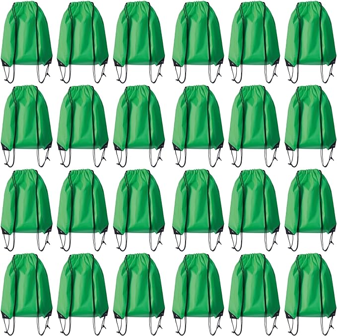 Drawstring Backpack Bulk 24Pcs Draw String Backpack Bags DIY Gym Sports Traveling Yoga Cinch Bag Sackpack Drawstring(green) by Unknown