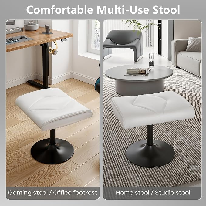 VECELO Foot Rest Under Desk Ottoman, PU Height Adjustable Footrest with Comfort Padding, Leg Rest for Desk for Relieving Leg Pain, Stiffness, and etc, White - Image 4