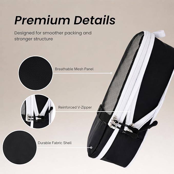 2 Set Luxury Compression Packing Cubes for Travel - Lightweight Luggage Organizer Bags - Durable Space Saver Bags - Travel Essentials - Image 2