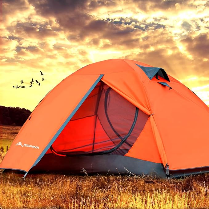 BISINNA 2/4 Person Camping Tent Lightweight Backpacking Tent Waterproof Windproof Two Doors Easy Setup Double Layer Outdoor Tents for Family Camping Hunting Hiking Mountaineering Travel - Image 8