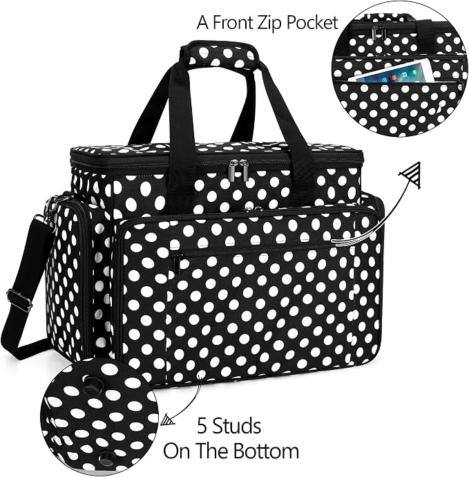LUXJA Sewing Machine Case with Removable Padding Pad, Black Dots | Travel Case for Most Standard Sewing Machines & Accessories, Bag Only - Image 4
