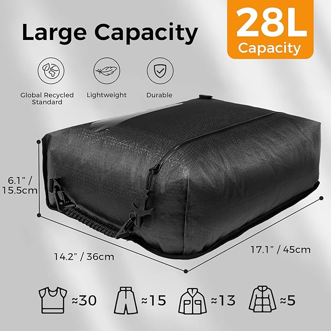 ZPO Travel Vacuum Bags with Pump, IP68 Waterproof Reusable Vacuum Compression Travel Bag with Transparent Window, Reusable Airless Vacuum Kit for Clothes, Backpacks & Suitcases (2 PC+PUMP) - Image 2