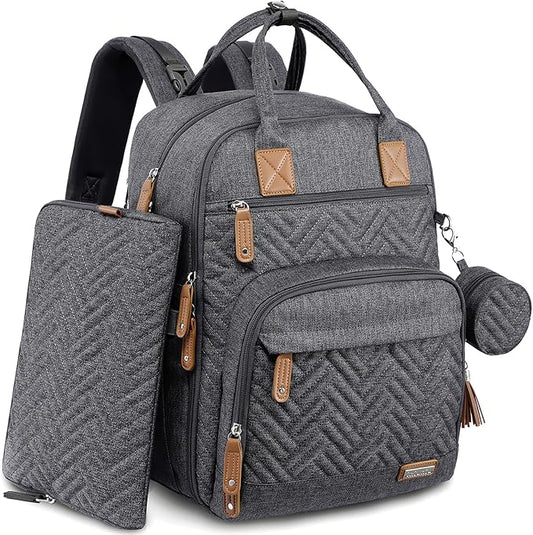 iniuniu Baby Diaper Bag Backpack, 4 in 1 kit Large Capacity Travel Backpack | Waterproof Backpack for Moms Dads,Travel Backpack with Pouch,Washable Changing Pad, Baby Essentials by iniuniu