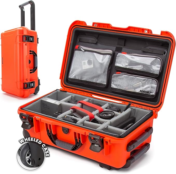NANUK 935 Pro Photo Kit – Waterproof Travel Camera Hard Case with Padded Dividers and Wheels, 22” x 14” x 9” - Dustproof and Impact Resistant, Airline Carry-On Approved – Orange | IP67 Waterproof and Dustproof Nk-7 Resin Wheeled Case, Powerclaw Latches... by NANUK