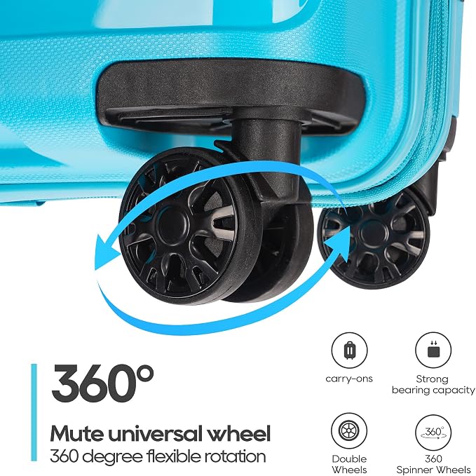 GinzaTravel PP material 3-piece expandable luggage sets with Spinner Wheels， Suitcase with TSA Lock，Large Luggage for Family Travel carry on 20/24/28，Lake Blue color - Image 5