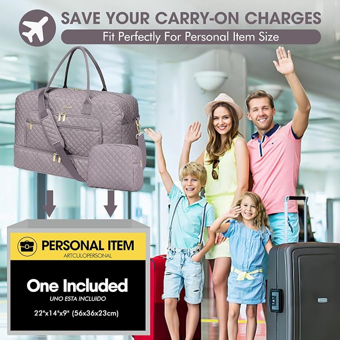Travel Duffle Bag Weekender for Women - 38L Carry-On Overnight Bag Personal Item Bag with Shoe Compartment & Wet Pocket Weekend Tote Bags with Toiletry Bag Hospital Bags for Labor and Delivery - Image 6