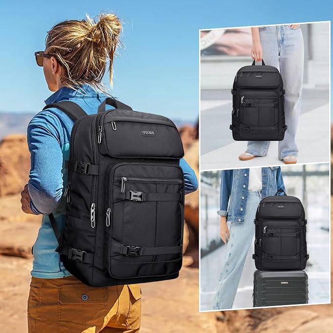 PIJUSHI Casual Travel Backpack for Women with 16" Padded Laptop Compartment | Carry On Luggage with USB Charging Port, 1680D Water-Resistant Nylon, Airline Approved, For Daily, Hiking - Image 2