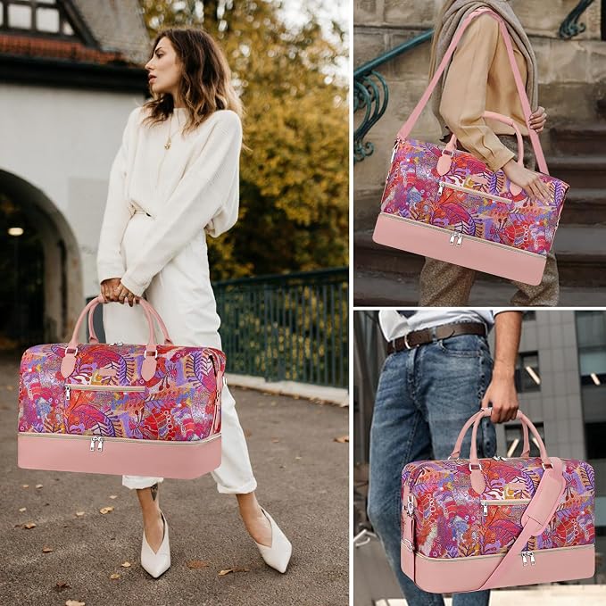 ITIEZY Weekender Overnight Bag for Women - Large Travel Duffel Bag with Shoe Compartment, Gym Duffel Bag Hospital Bag Carry On Tote Bags for Airplanes with Crossbody Bag Toiletry Bag 3Pcs Set - Image 6