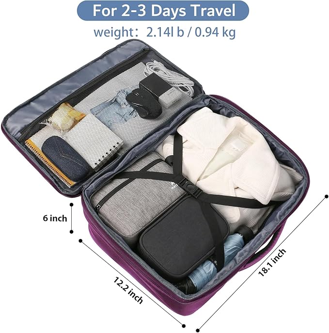 MATEIN Purple Carry on Backpack for Women, Flight Approved Bag for Traveler | Expandable Travel Backpack, Airline Daypack for Plane, Weekend BackPack, Water Resistant, Anti Theft, Gifts for Teacher Nurse - Image 4