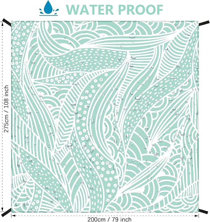 HIHOHO Beach Blanket Waterproof Sandproof Beach Mat for 1-8 Adults Quick Drying Durable Outdoor Picnic Mat for Beach Festival Travel Camping Hiking (LBL-Ripple, 79"×108"(6 Person)) - Image 4