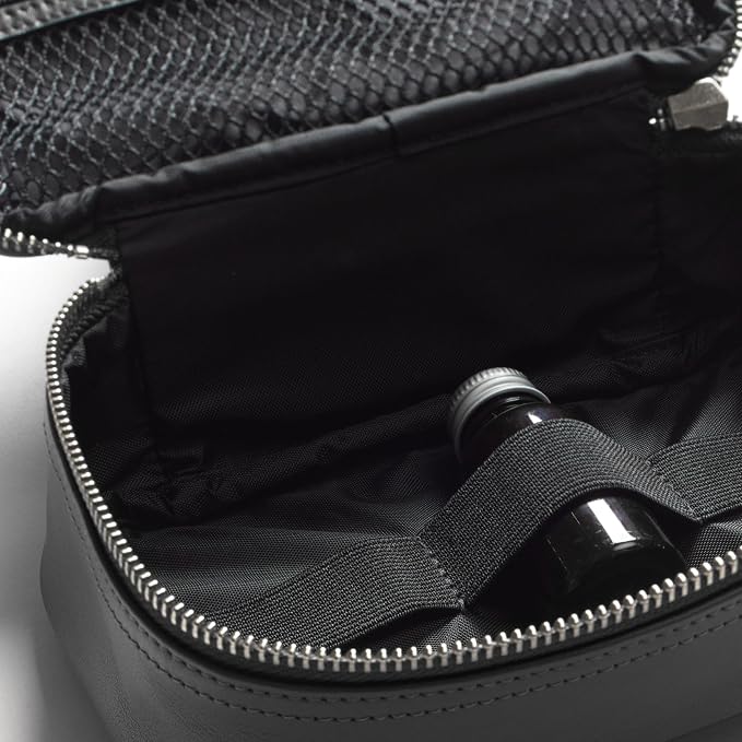 Leatherology Black Onyx Leatherology Small Travel Organizer - Zipped mesh storage pocket, elastic loops for organization, compact travel size - Image 3