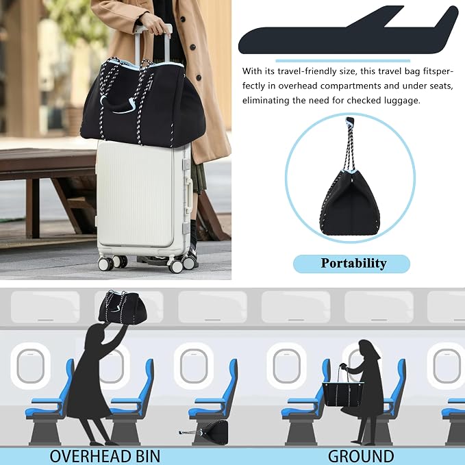 QOGiR Neoprene Multipurpose Beach Bag Tote with Inner Zipper Pocket … … … … - Image 7