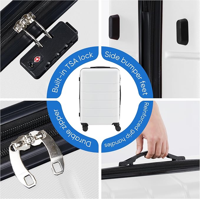 OLIXIS 24 Inch Luggage, Hardside Suitcase with Spinner Wheels, Lightweight ABS Hard Shell Checked Luggage, TSA Approved Lock, Expandable Medium Suitcase for Travel & Business–White - Image 3