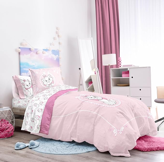 Disney Aristocats Marie Full Comforter Set 7 Piece Kids Bedding, Pink | Bed in a Bag, Comforter Sheets Shams Pillowcases, Official Brand, Soft Microfiber, Machine Washable, Girls Gift - Image 5