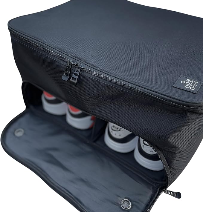 Bay Golf BG1 Golf Trunk Organizer – Water-Resistant 2-Level Golf Gear Storage for Car or SUV, Fits 2 Pairs of Shoes, Ventilated Compartments, Durable Design - Image 2