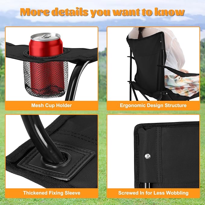 HaSteeL Camping Chairs 4 Pack, Oversized Folding Lawn Chairs for Adults | Solid Construction, Portable & Light Weight, No Assembly Required - Image 4