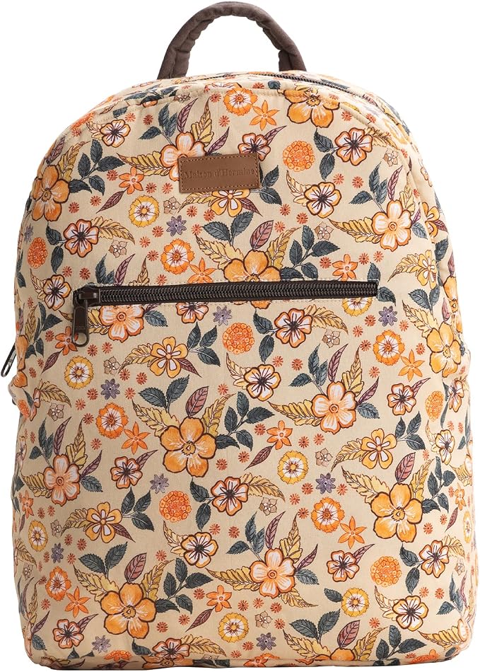 Maison d' Hermine Backpack for Women Men Cotton Shoulder Multipurpose Rucksack with Small Pouch Lightweight Multi Pocket Bag for Travel Work Beach Perfect for Spring Summer (Floral Rain) by MaisondHermine