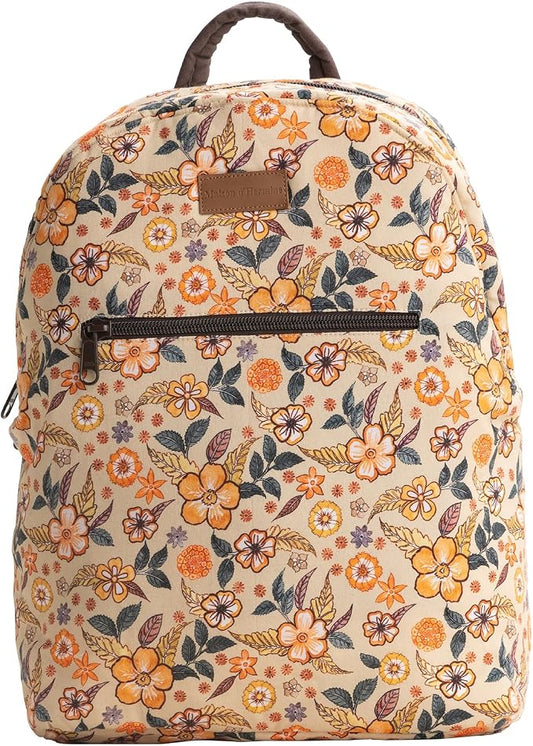 Maison d' Hermine Backpack for Women Men Cotton Shoulder Multipurpose Rucksack with Small Pouch Lightweight Multi Pocket Bag for Travel Work Beach Perfect for Spring Summer (Floral Rain) by MaisondHermine