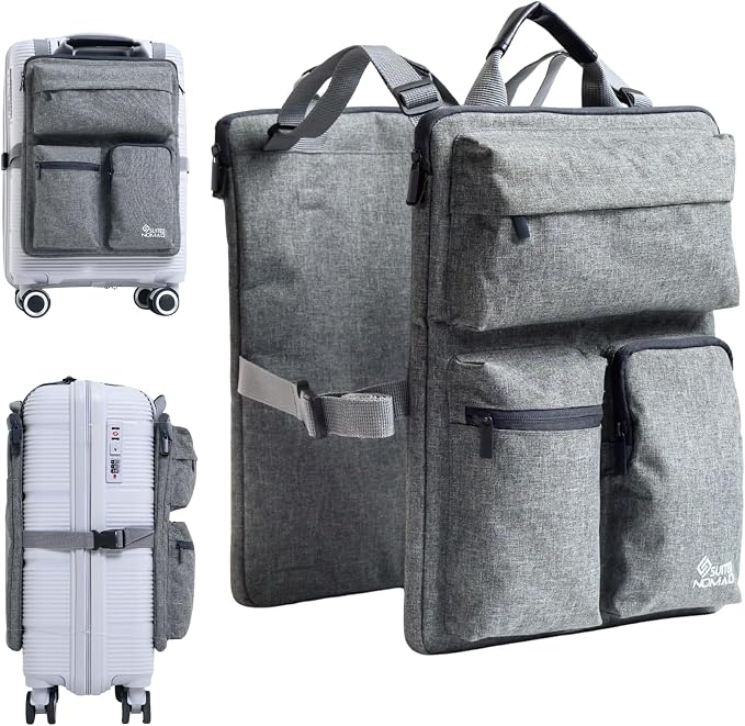 SUITEDNOMAD Luggage Harness for Carry On Bag, Over Suitcase Organizer with Storage Pockets and Laptop Sleeves, Slide On Adjustable Bag for Travel by SUITEDNOMAD