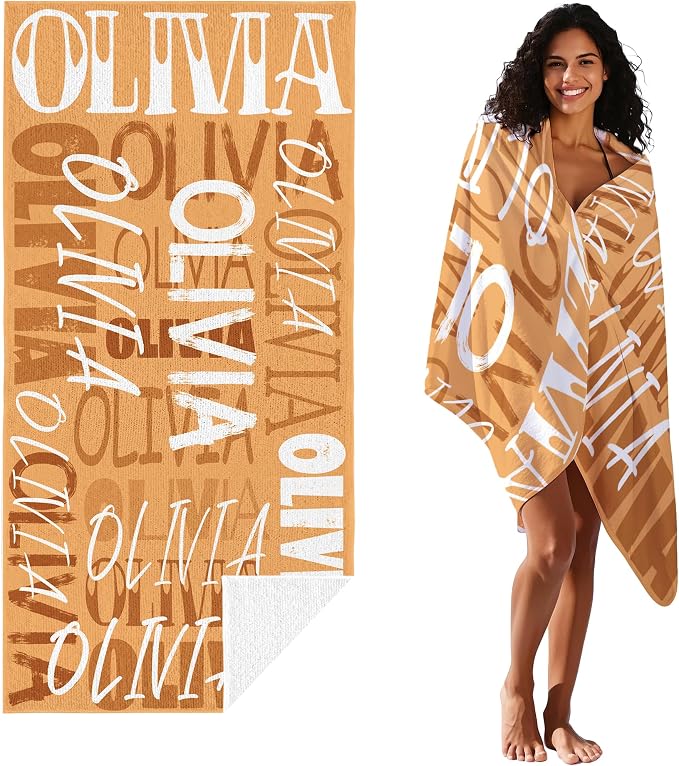 JML Personalized Beach Towel with Name, Custom Beach Towel with Name, Customized Microfiber Pool Towel, Quick Dry & Absorbent Swim Towel for Adult,Anniversary, Birthday, Summer Holiday,Vacation - Image 2