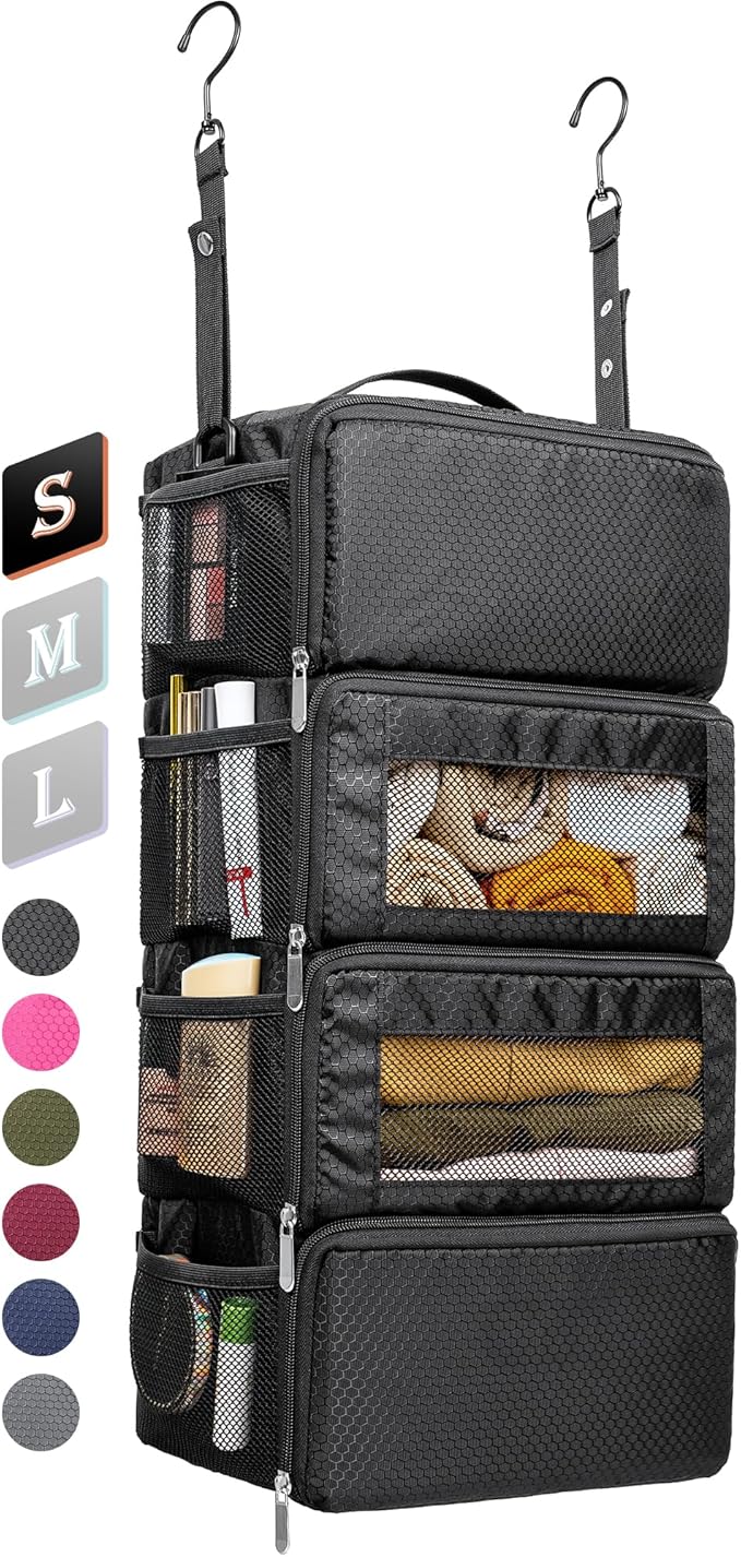 Suitcase Organizer, Travel Luggage Organizer Hanging Shelves Packing Cube Closet/Collapsible Portable Travel Organizer for Carry-on by Vokelater