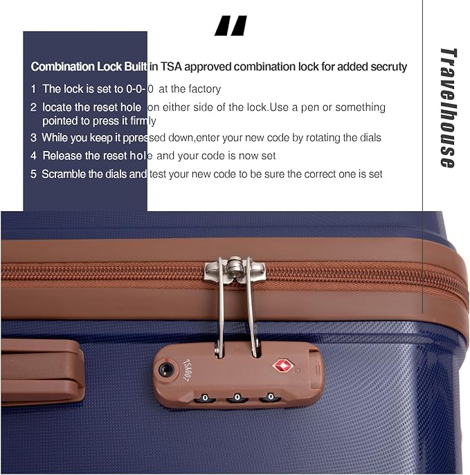 Travelhouse Luggage Sets 5 Piece with Double Spinner Wheels,PP Hardside Suitcase Sets with TSA Lock,Carry On Luggage Set with Travel Duffle Bag for Women and Men - Image 7