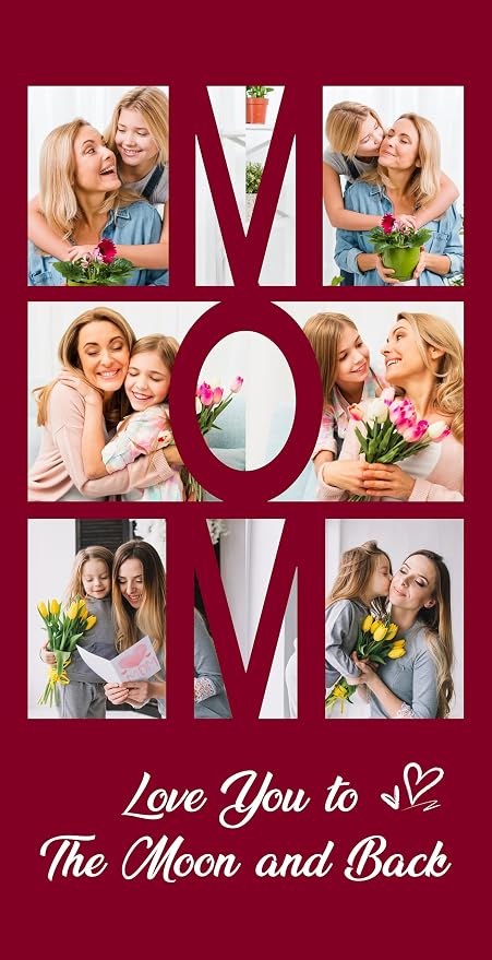 JML Mothers Day Birthday Gifts for Mom from Daughter Son, Personalized Beach Towel with Photo, Custom Beach Towel Gift for Mommy, Grandma, Women, Wife Anniversary Family Day, Summer, Holiday by JML