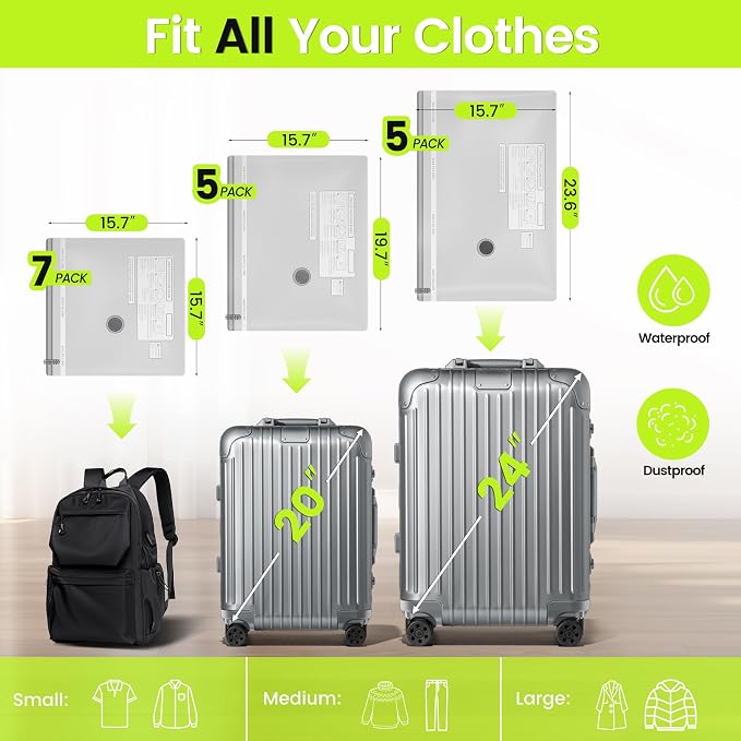 (17PACK) Travel Vacuum Bags with USB-Powered Pump (Plug to Work, No Battery) – Portable Vacuum Sealer for Travel & Home, Space-Saving Compression Bags for Clothes, Bedding & Seasonal Storage - Image 3