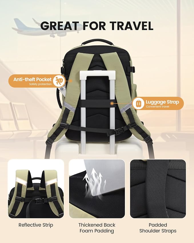 LOVEVOOK 40L Travel Backpack for Men Women, Waterproof Carry On Backpack for Work & Travel, Flight Approved Personal Item with 3 Packing Cubes, TSA Bag Fits 17.3" Laptop,Grape purple - Image 6