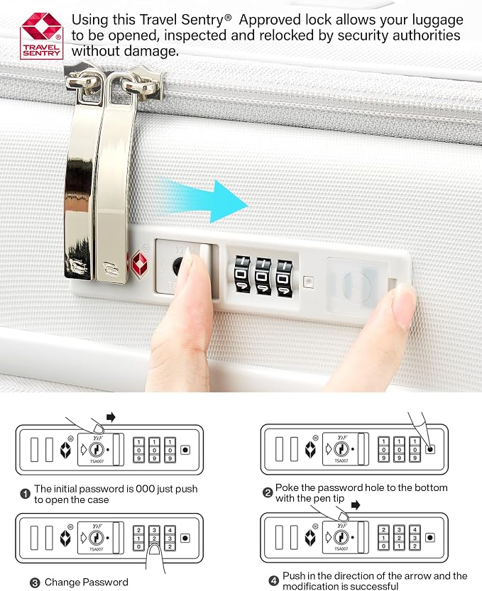 Hanke 20 Inch Expandable Carry On Luggage with Cup Holder 22x14x9 Airline Approved, Top Opening Hard Shell Suitcases with Wheels, Carry-On Travel Suitcase Trunk Luggage with Lock, Smoke White - Image 9