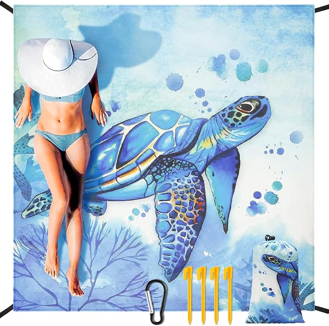 HIHOHO Beach Blanket Waterproof Sandproof Extra Large Beach Mat 79" X 83"/120"x108"for 1-8 Adults Quick Drying Durable Outdoor Picnic Mat for Beach Travel Camping Hiking by HIHOHO