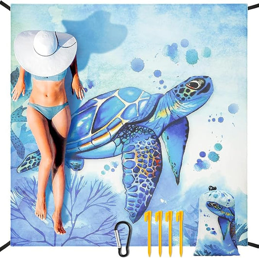 HIHOHO Beach Blanket Waterproof Sandproof Extra Large Beach Mat 79" X 83"/120"x108"for 1-8 Adults Quick Drying Durable Outdoor Picnic Mat for Beach Travel Camping Hiking by HIHOHO