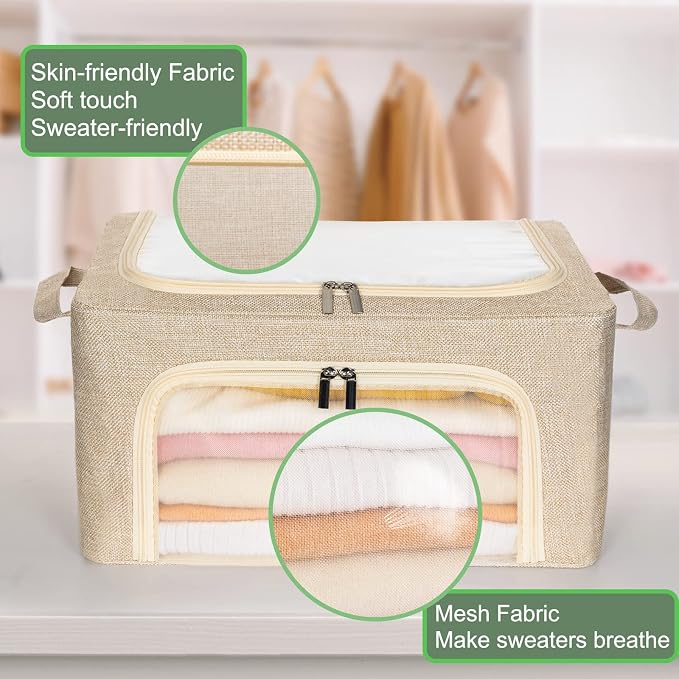 22L Cashmere Sweater Storage Bag with Natural Cedar Balls | BREATHABLE Cashmere Storage Bag Friendly for Knitwear Merino Wool/Knit Sweater for Closet Shelf Wool Clothes Garment Organizer Pouch - Image 3