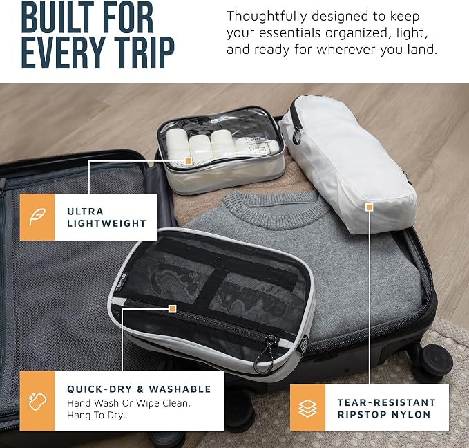 Toiletry Bag Kit 3 Piece Set: Hanging Travel Toiletry Bag + 311 TSA Cosmetic Liquid Bag + Accessory Organizer Pouch - Image 2
