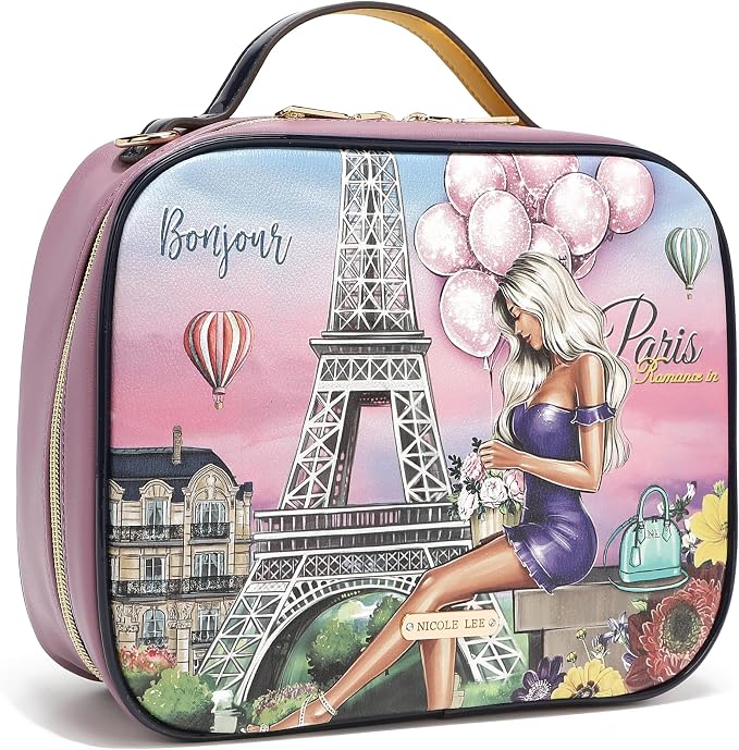 Nicole Lee Travel Handbag Crossbody Set with 3 Fashion Print Makeup Pouches, Women's Cosmetic Toiletry Organizer (Travel in Fashion) - Image 10