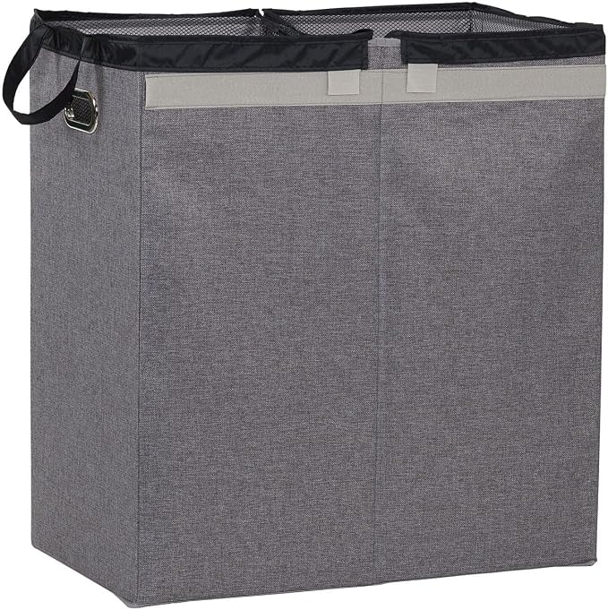 Household Essentials Collapsible Laundry Sorter with Lid, Gray - Image 8
