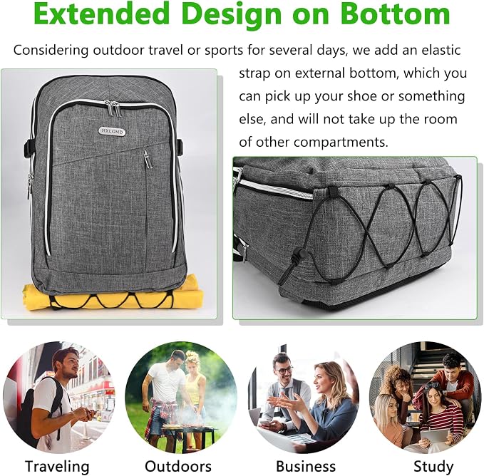 Personal Item Travel Carry On Luggage Backpack for Women Men Flight Approved Casual Weekender Laptop Bag for College Business Outdoors Hiking Water Resistant Lightweight Daypack with USB Charging Port - Image 6