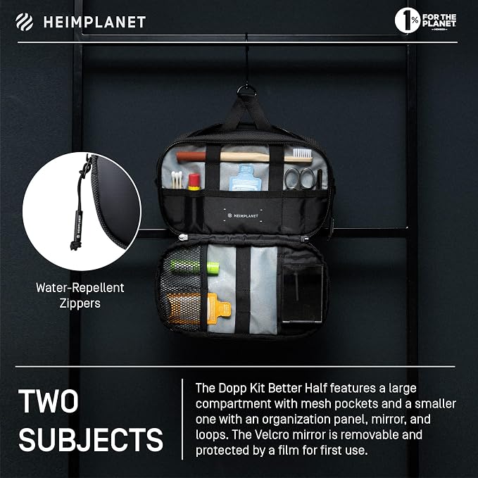 HEIMPLANET Original | HPT Carry Essentials - DOPP KIT | Hanging or standing travel toiletry bag | PVC-Free wash bag made from waterproof Dyecoshell |Supports 1% for The Planet (Better Half) - Image 6