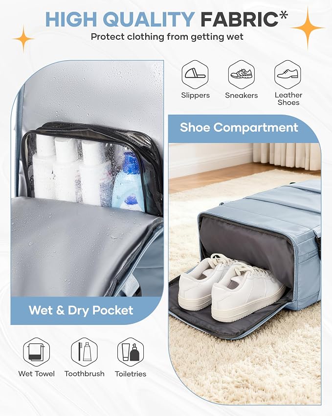 coofay Travel Backpack Carry on Flight Approved Mochila De Viaje Carry on Backpack for Airplanes Spirit Airlines Personal Item Bag 18x14x8 Inches Travel Bag Traveling Backpack for Women Men Grey Blue - Image 7