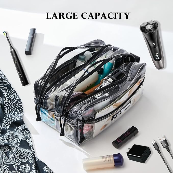 Rough Enough Clear Travel Toiletry Bag for Men Women Traveling Toiletries Essentials Shaving Hygiene Dopp Kit - Image 8