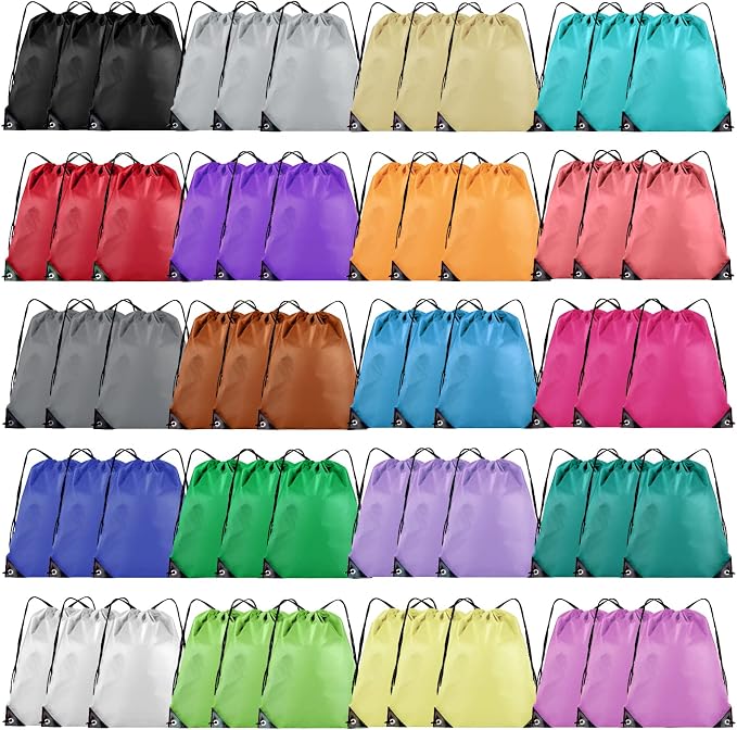 Grneric 60 Pieces Drawstring Backpack Bulk Cinch Sackpack Ployster Drawstring Bags for Gym Party Trip(20 Colors) by Grneric
