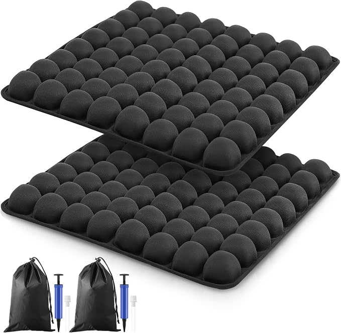 2 Pack Inflatable Travel Seat Cushion with Air Pump Storage Bags 64 Bubbles Upgrade Ergonomic Pressure Relief Airplane Seat Cushion for Long Flights Office Car Portable Lightweight Comfort Cushions by Unknown