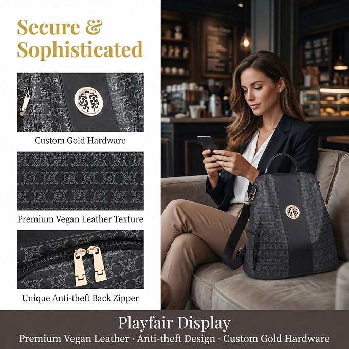 Women Fashion Backpack Purse Multi Pockets Anti-Theft Rucksack Travel Shoulder Bag Handbag - Image 3