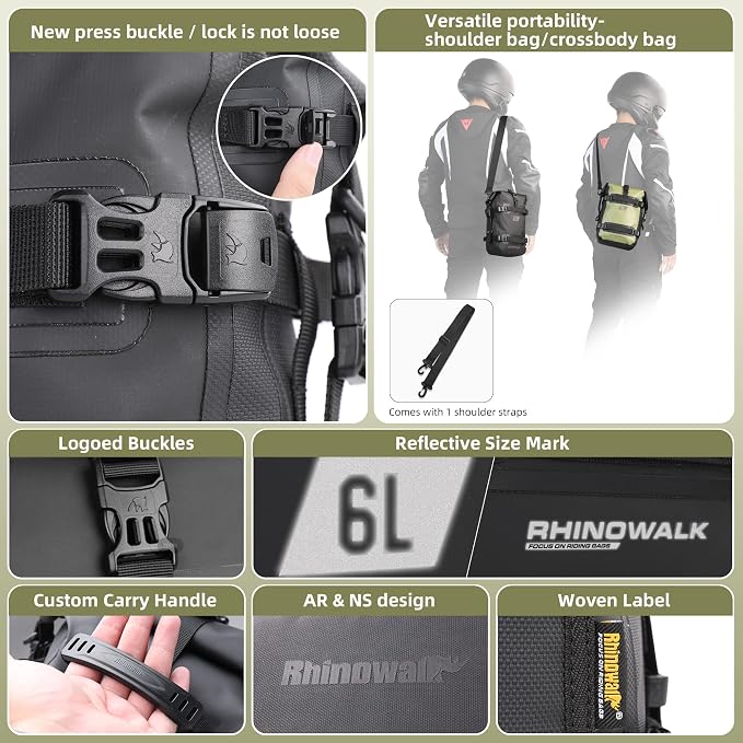 Rhinowalk Motorcycle Crash Bar Bag Waterproof 6L Motorcycle Frame Bag Saddle Bag Side Bag with Shoulder Strap - Image 3