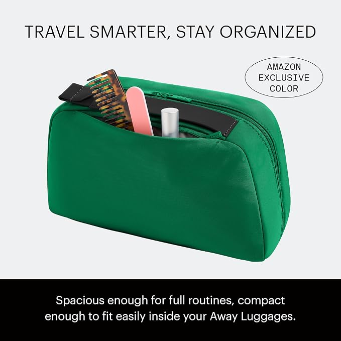 Away Amazon Exclusive Large Toiletry Bag - Water-Repellent Travel Toiletry Bag with Clamshell Opening, Interior Compartments, Exterior Zip Pocket - Palm Green - Image 2